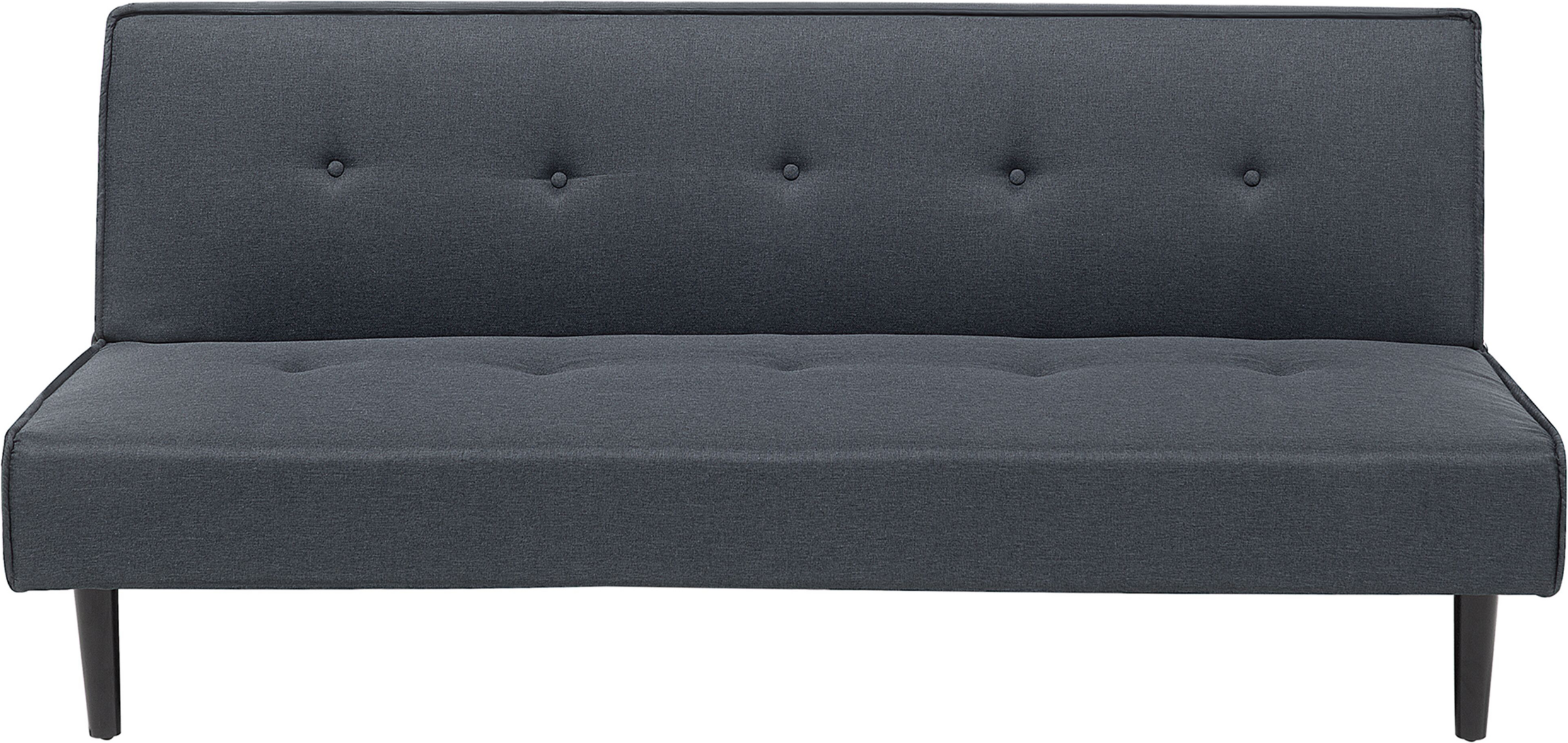 Beliani Sofa Bed Dark Grey 3 Seater Buttoned Seat Click Clack