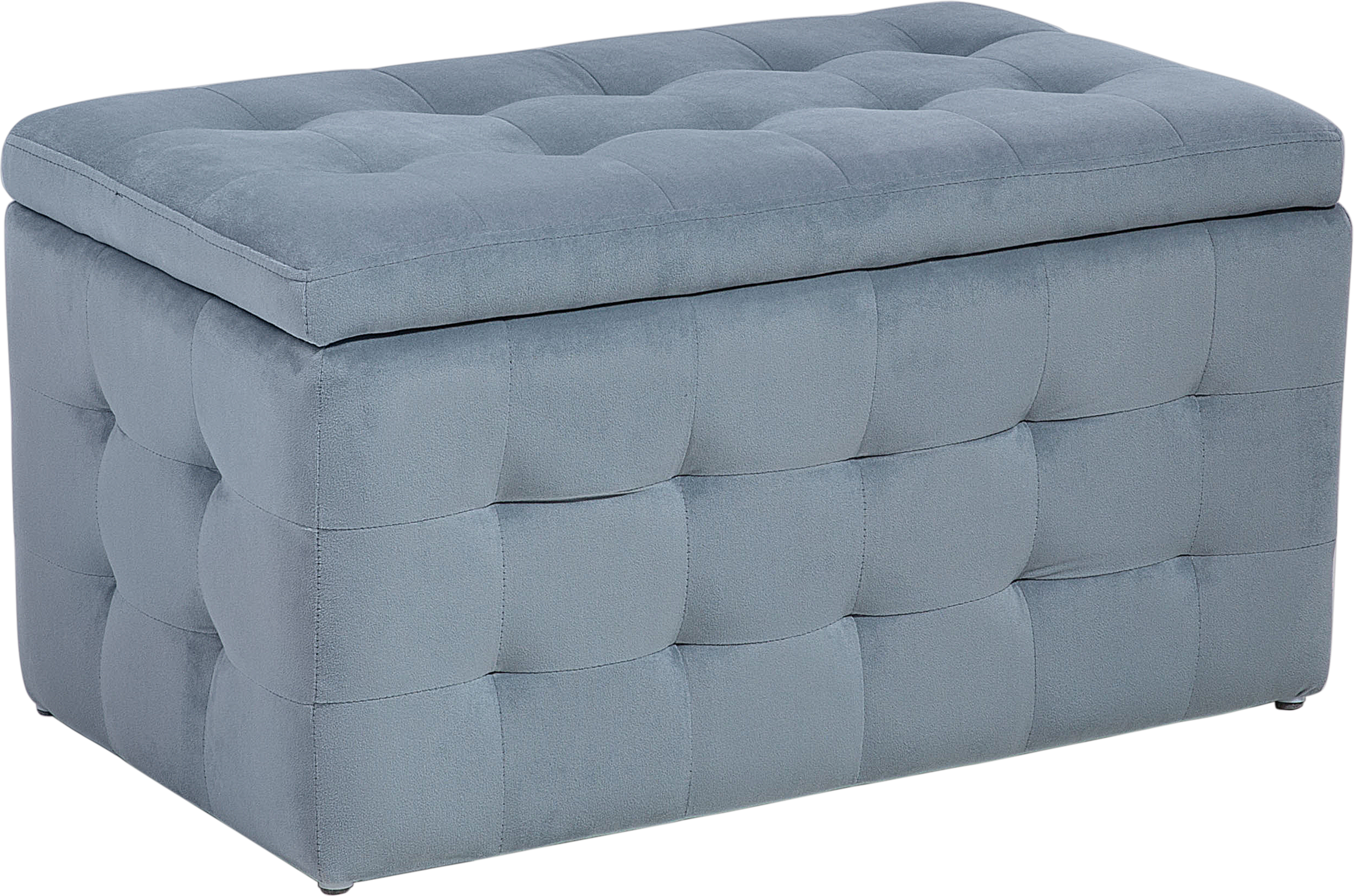 Beliani Ottoman Grey Velvet Tufted Upholstery Bedroom Bench with Storage