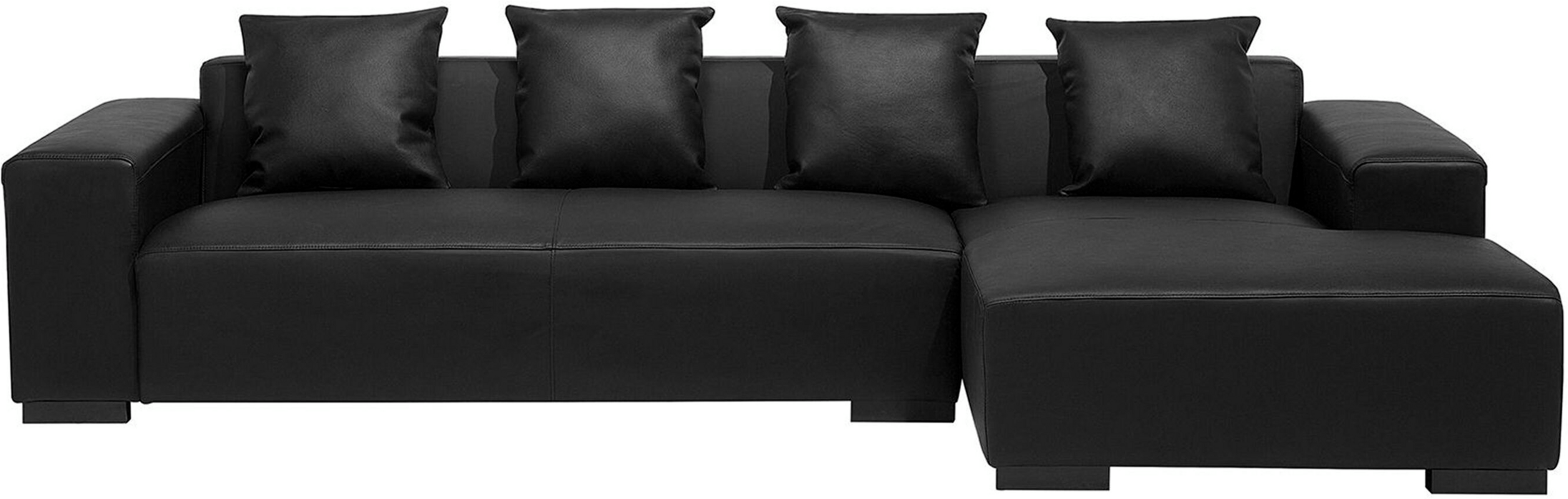 Beliani Corner Sofa Black Leather Modular Pieces Left Hand L-Shaped