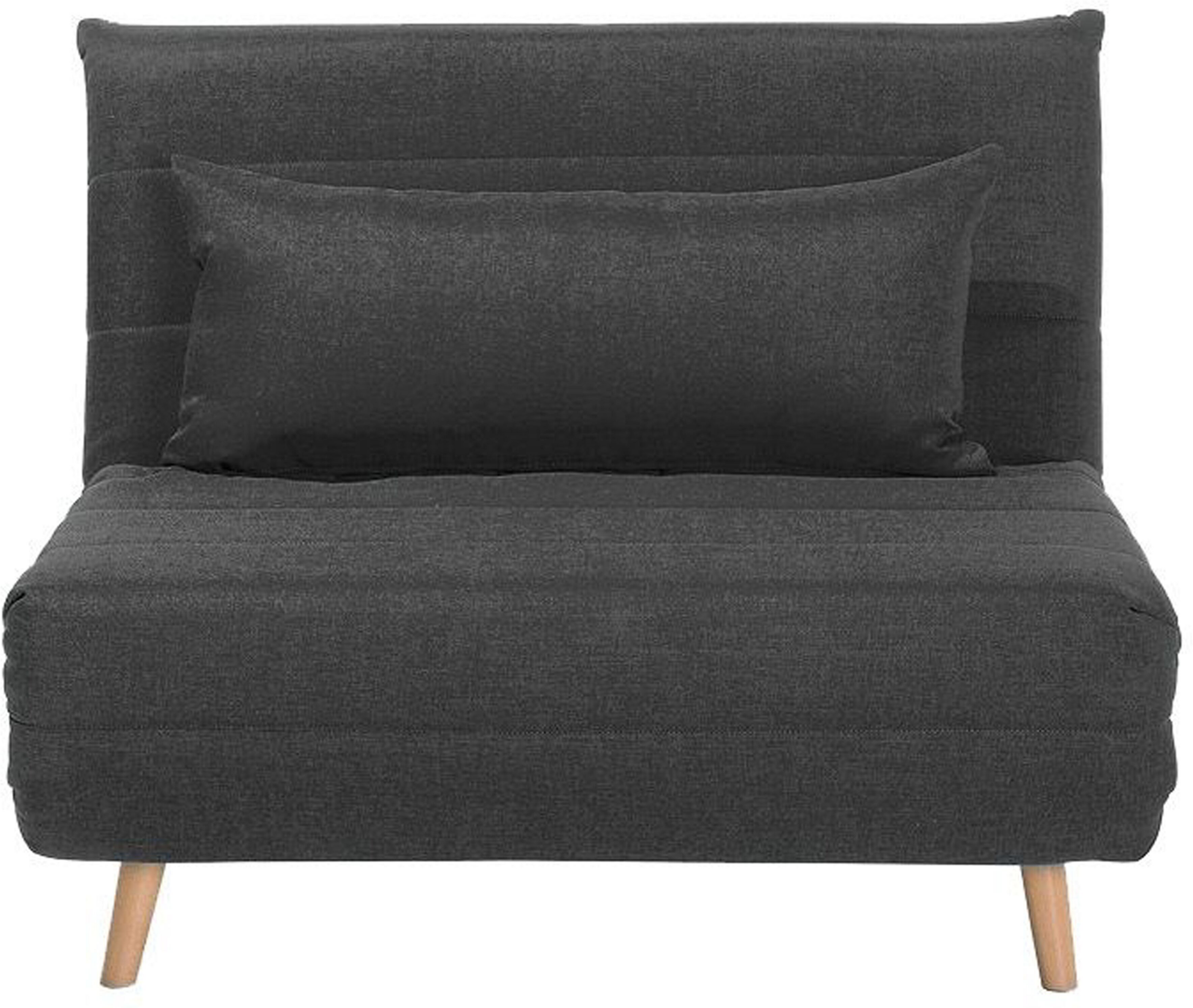 Beliani Small Sofa Bed Dark Grey Fabric 1 Seater Fold-Out Sleeper Armless Scandinavian