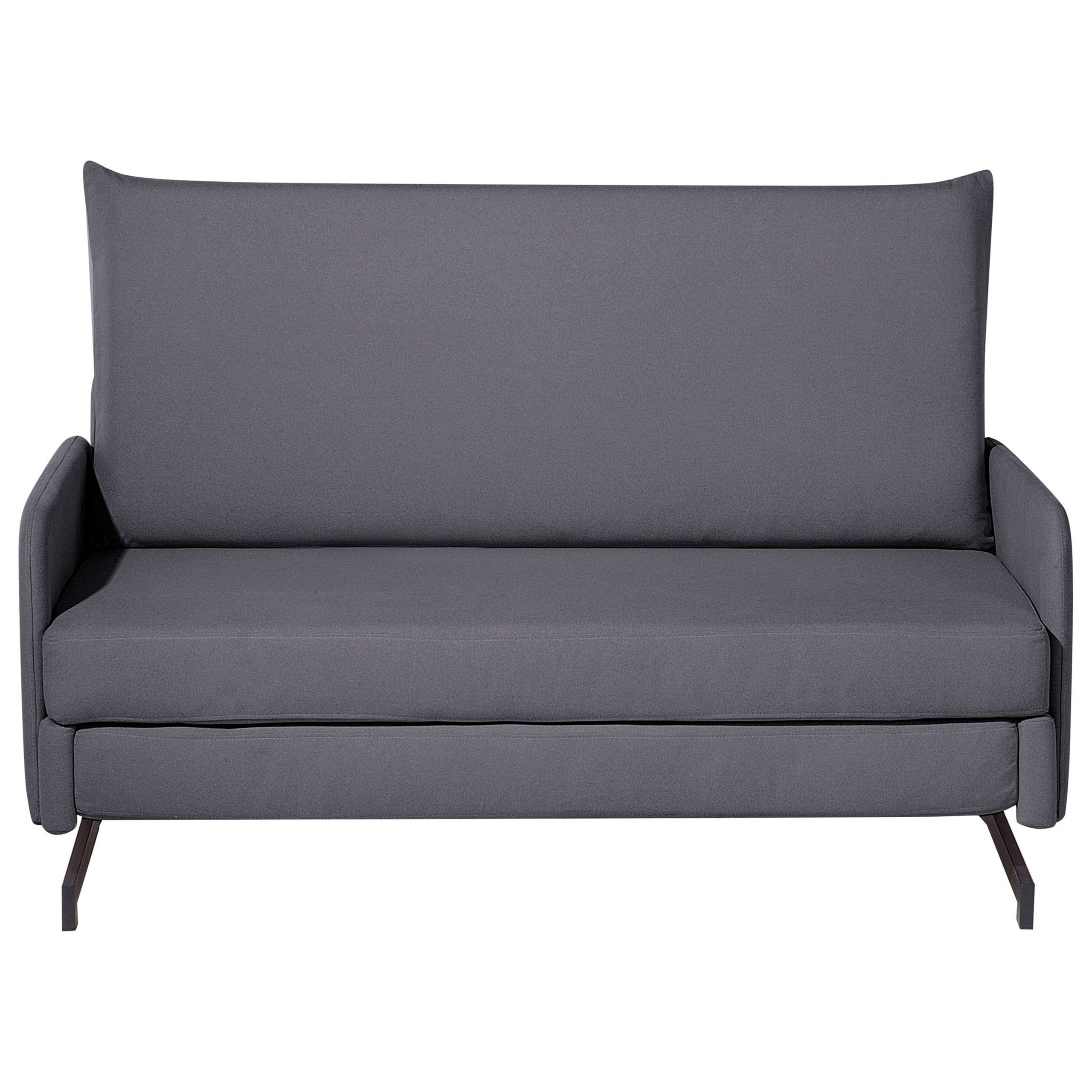 Beliani Sofa Bed Grey Fabric 2 Seater Modern Living Room