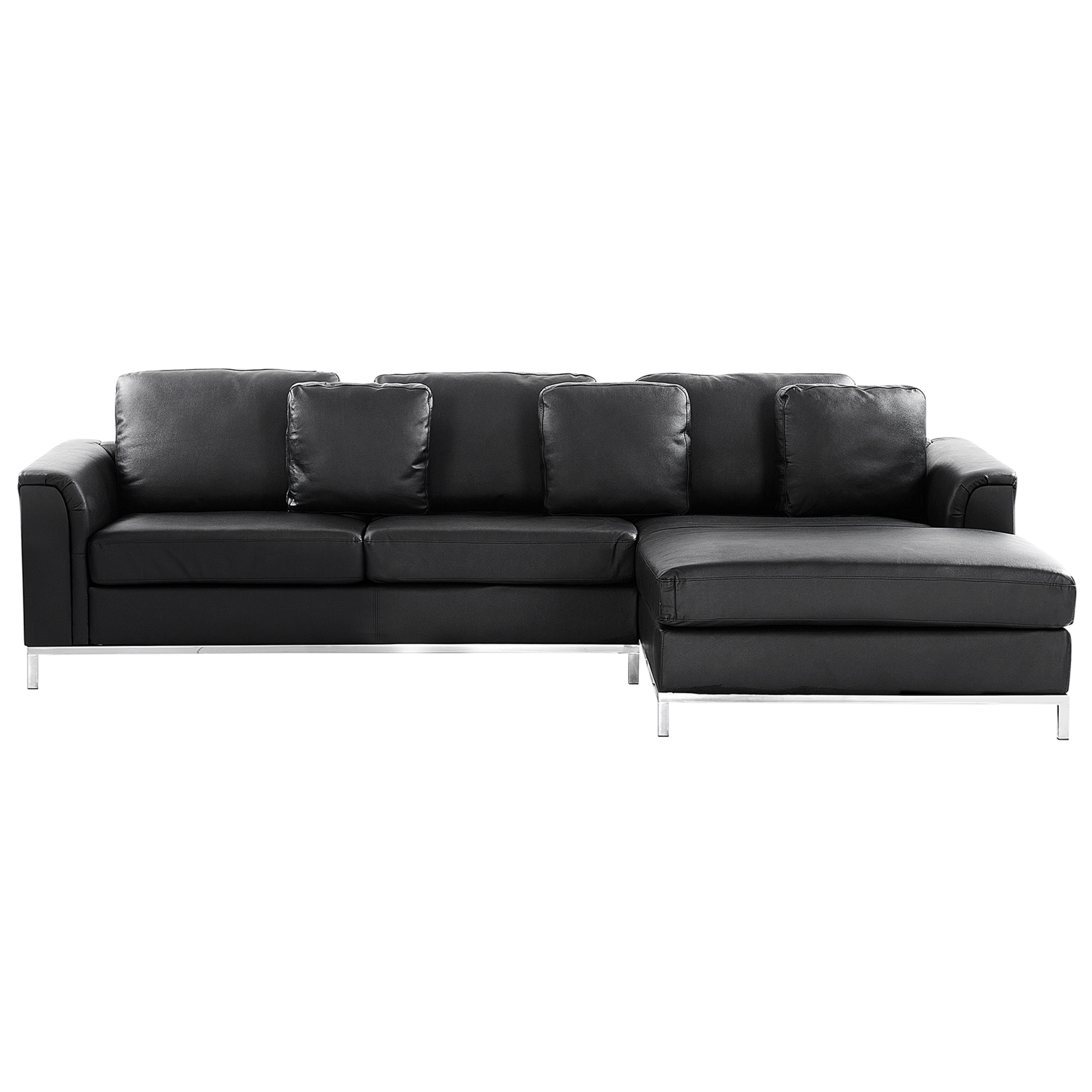 Beliani Corner Sofa Black Leather Upholstered L-shaped Left Hand Orientation