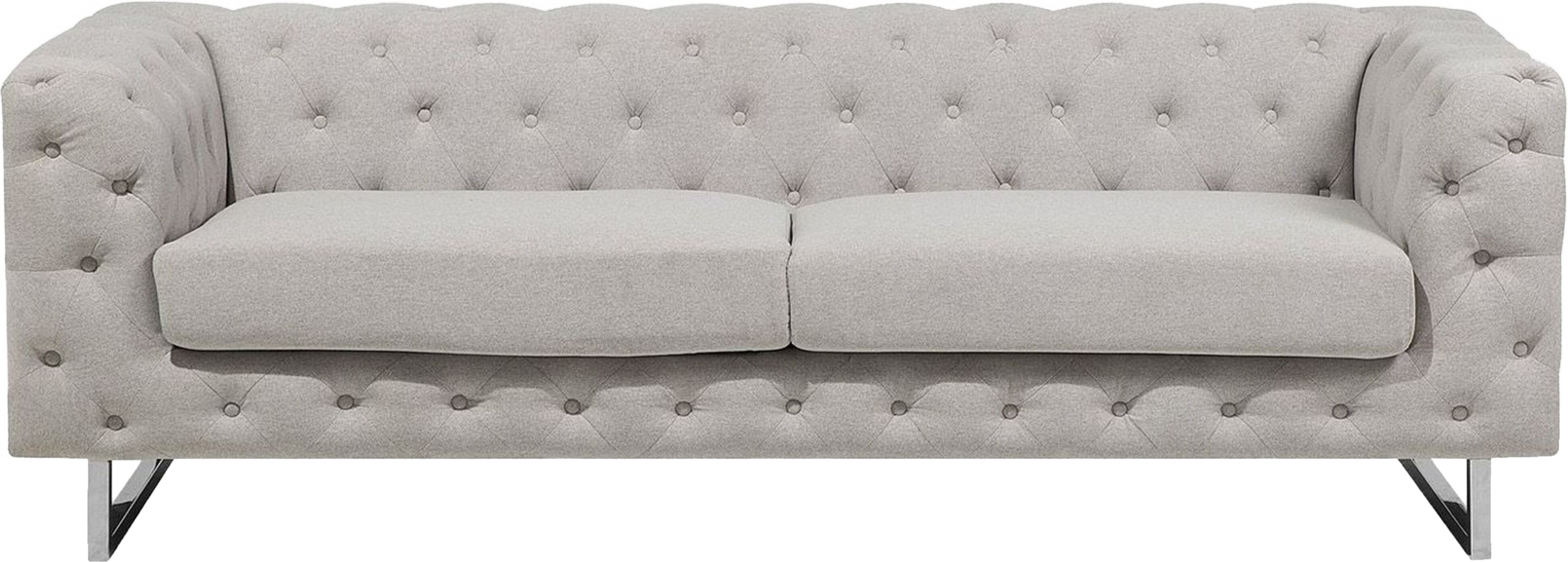 Beliani 3 Seater Chesterfield Sofa Beige Ivory Button Tufted