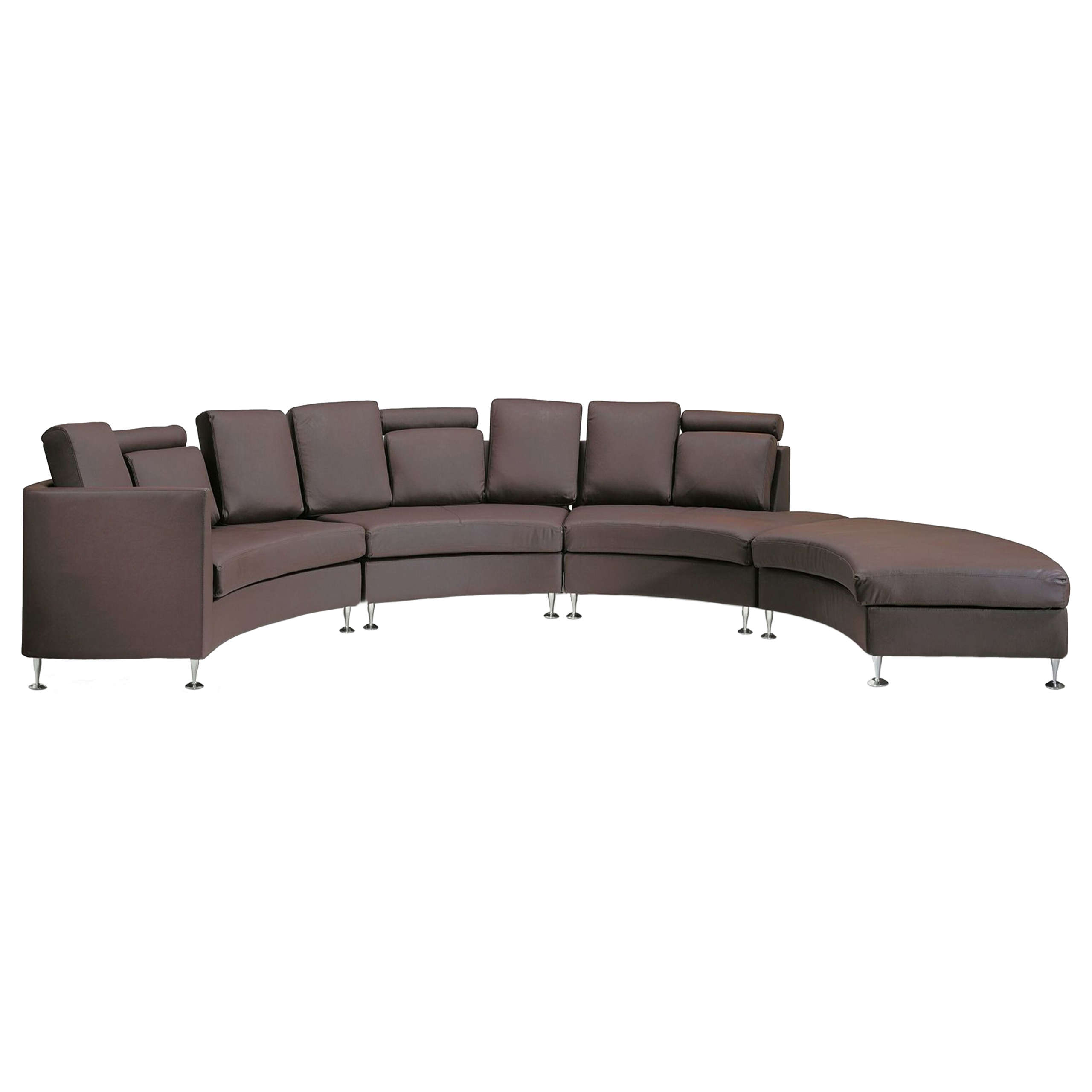 Beliani Curved Sofa Brown Faux Leather Modular 8-Seater Adjustable Headrests Modern