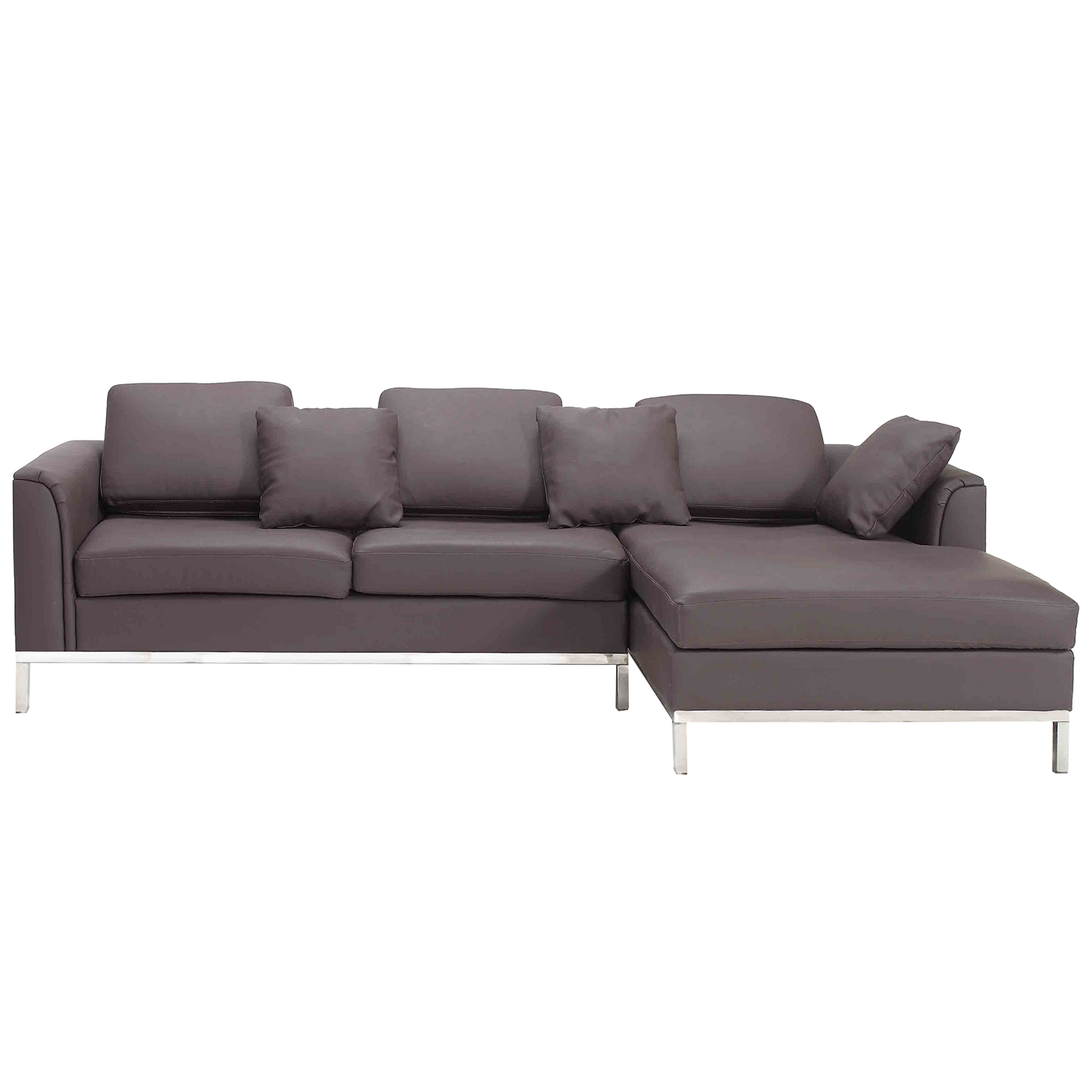 Beliani Corner Sofa Brown Leather Upholstered L-shaped Left Hand Orientation