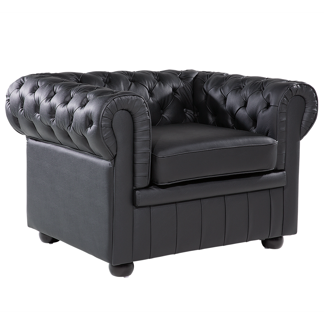 Beliani Chesterfield Armchair Black Genuine Leather Contemporary