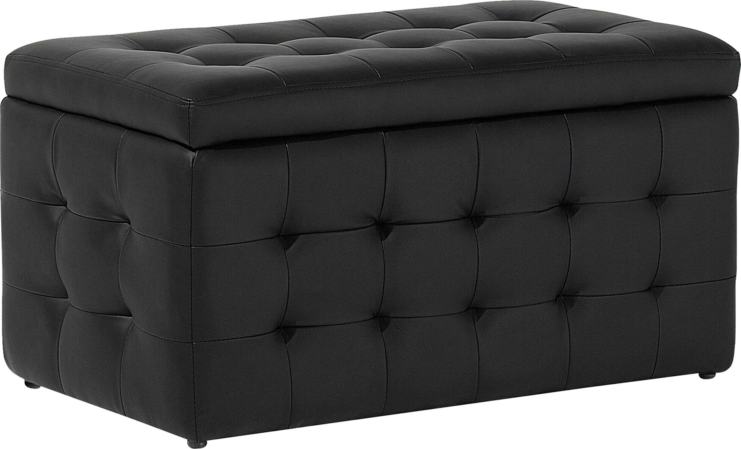 Beliani Ottoman Black Faux Leather Tufted Upholstery Bedroom Bench with Storage