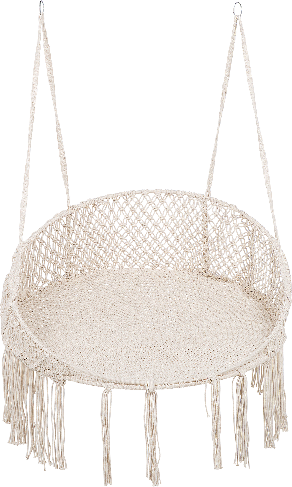 Beliani Cotton Hanging Chair Cream Swing Hammock Boho Indoor Outdoor