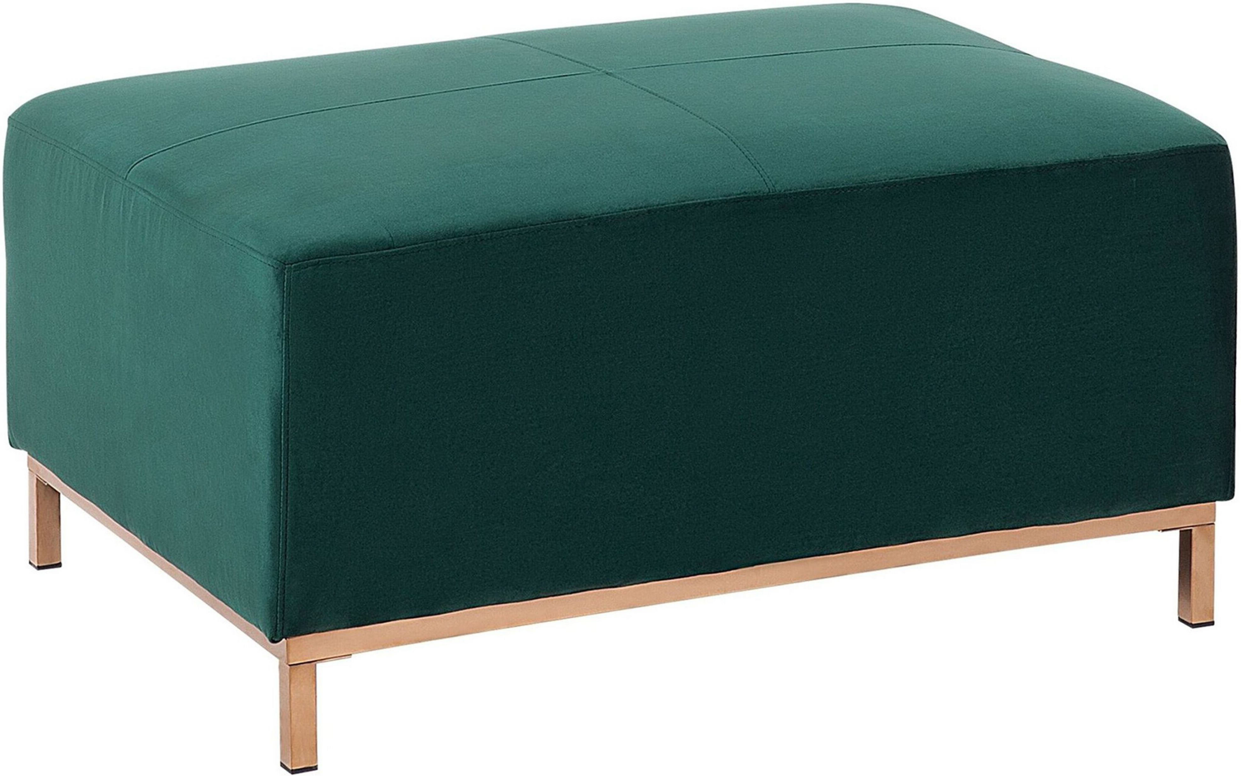 Beliani Ottoman Green Velvet Footstool Rectangular Modern Glamour