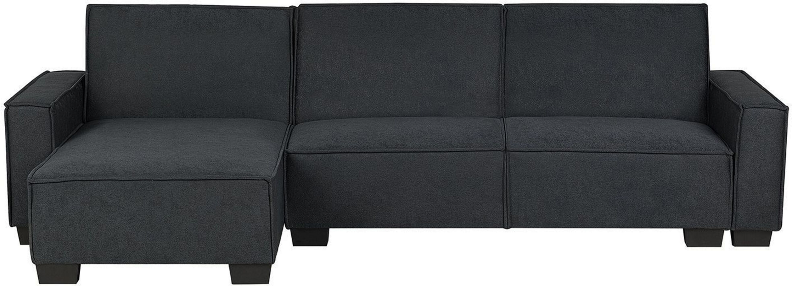 Beliani Corner Sofa Bed Graphite Grey Fabric Upholstered 3 Seater Right Hand L-Shaped Bed