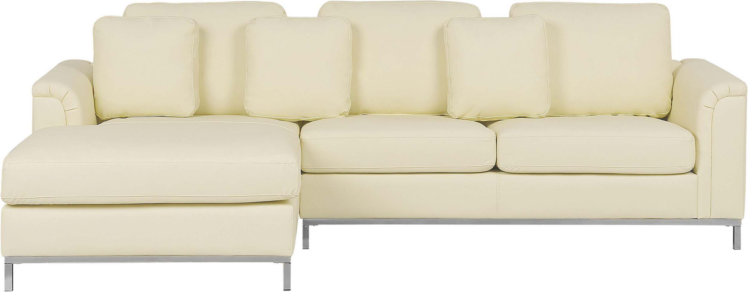 Beliani Corner Sofa Beige Leather Upholstered L-shaped Right Hand Orientation