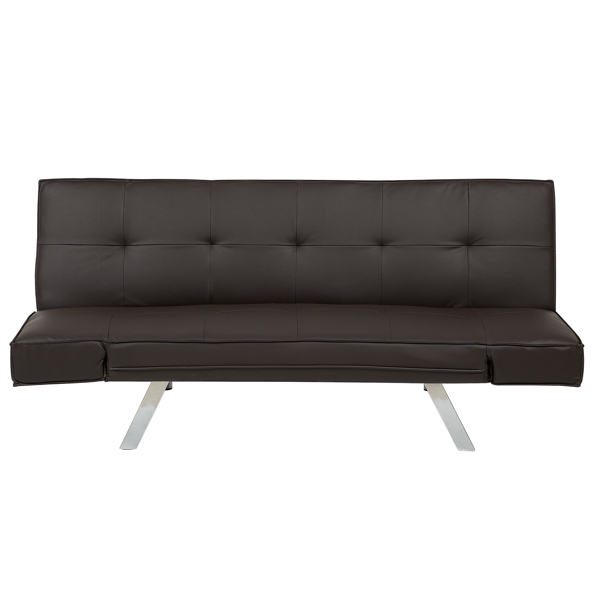 Beliani 3 Seater Sofa Bed Black Faux Leather Armless Modern