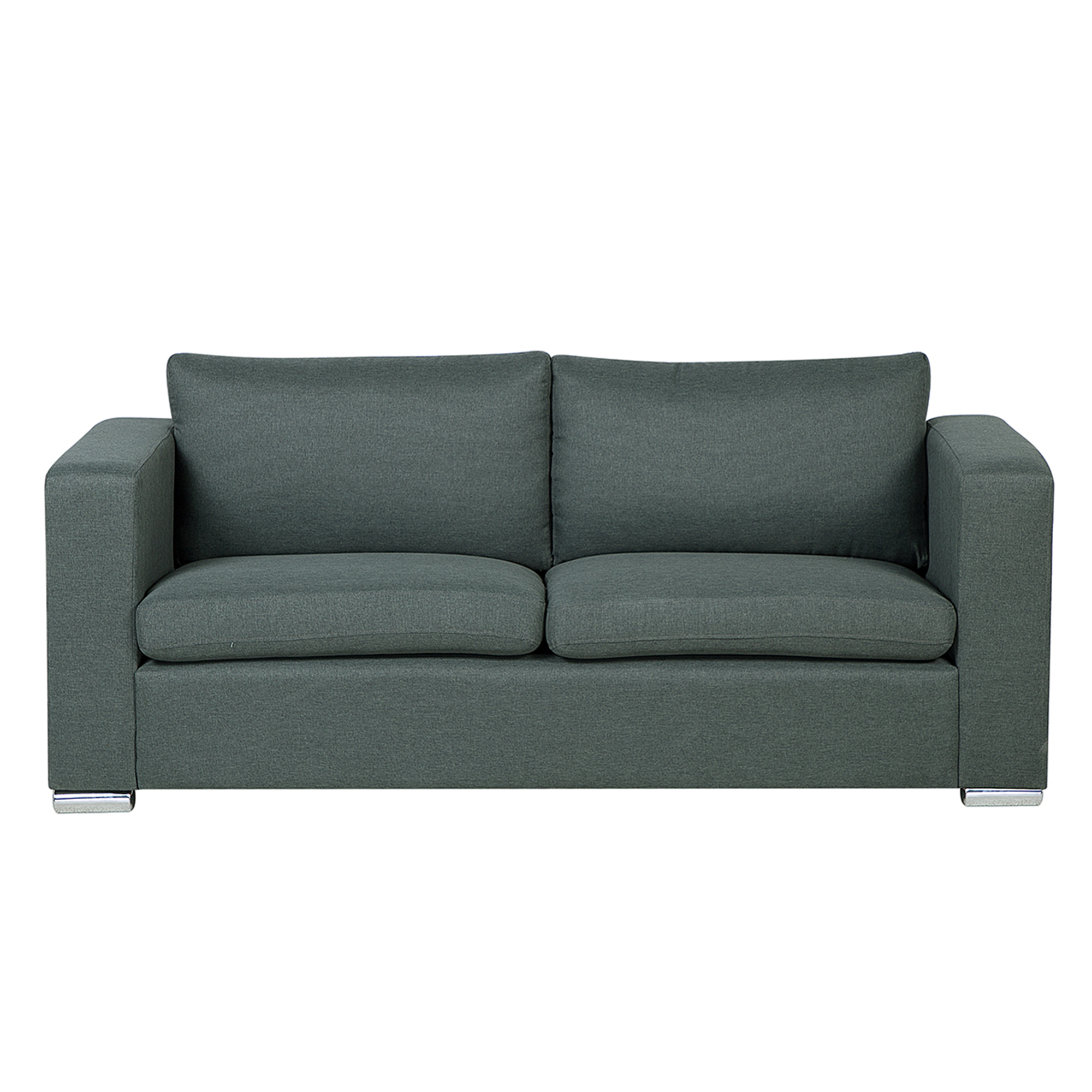 Beliani 3 Seater Sofa Grey Genuine Leather Upholstery Chromed Legs Retro Design