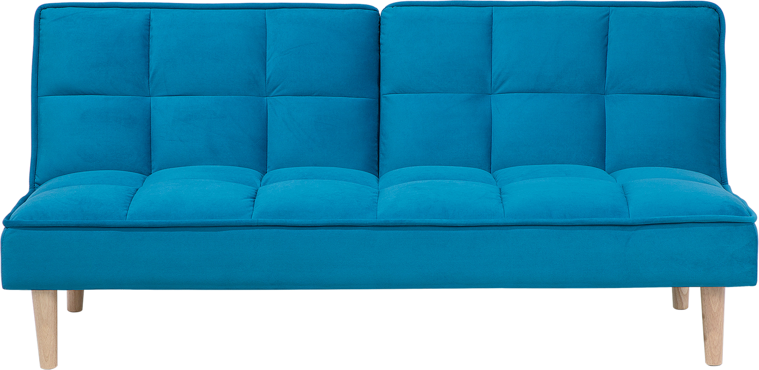 Beliani Sofa Bed Blue 3 Seater Reclining Back Quilted