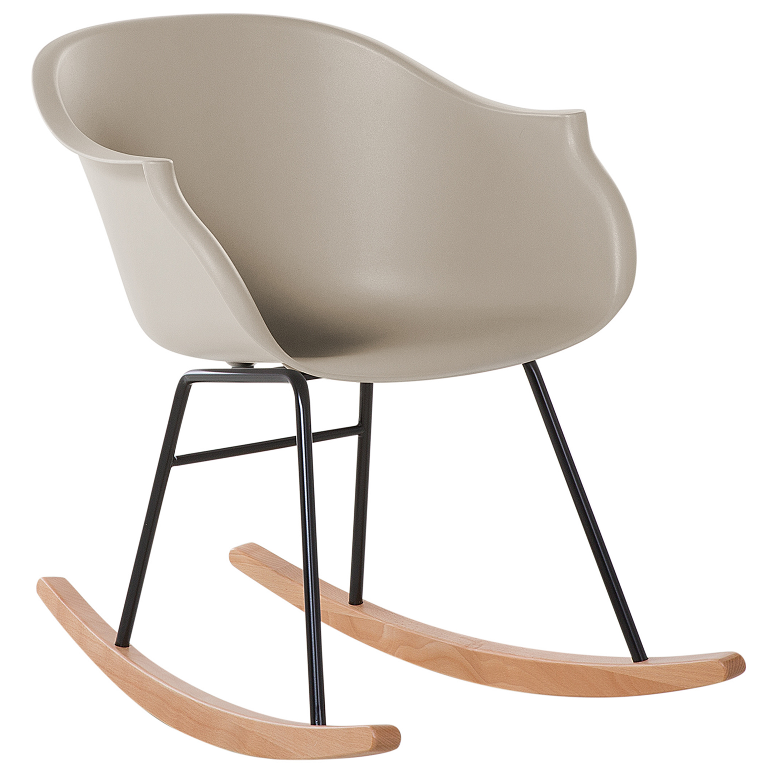 Beliani Rocking Chair Beige Synthetic Material Metal Legs Shell Seat Solid Wood Skates Modern Style