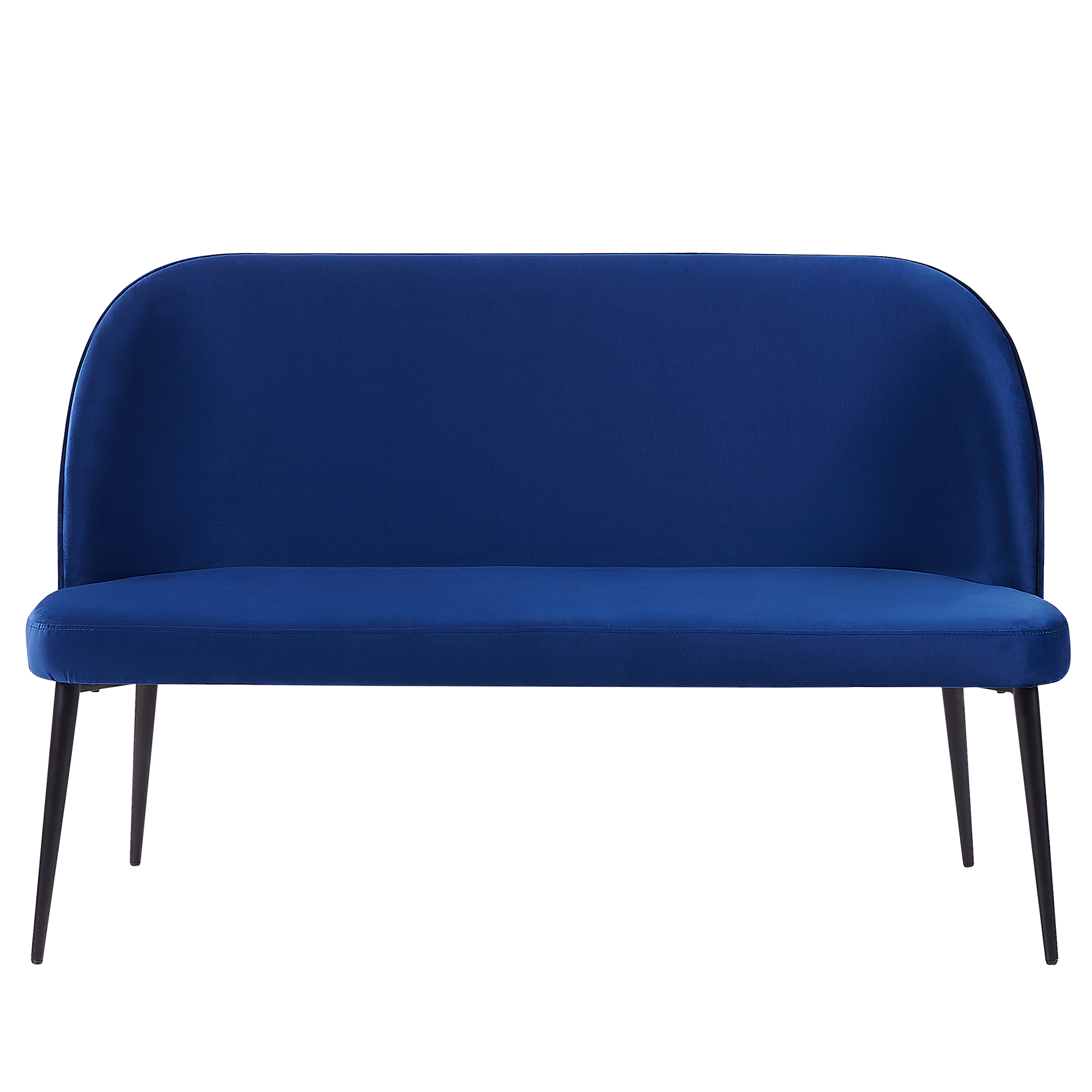 Beliani Kitchen Sofa Navy Blue Velvet Fabric Upholstery 2-Seater Metal Frame Black Legs Bench