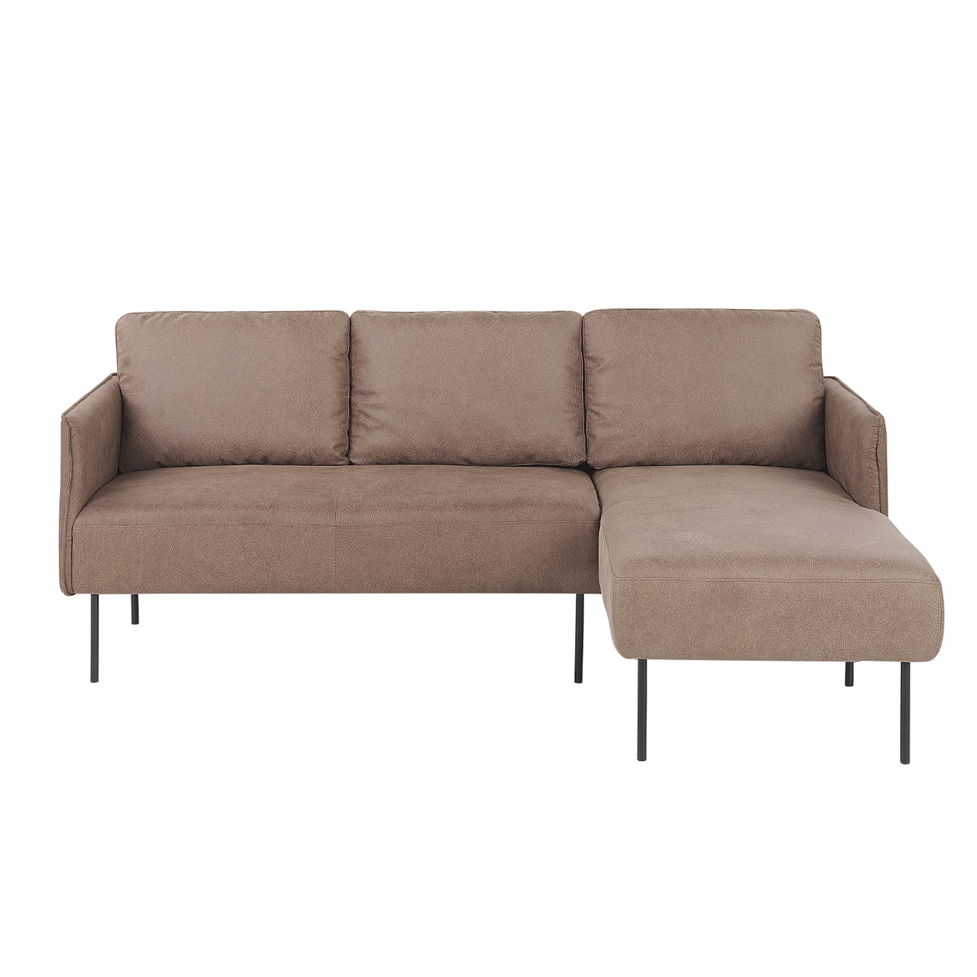 Beliani Corner Sofa Couch Brown Fabric Upholstered L-shaped Left Hand Orientation