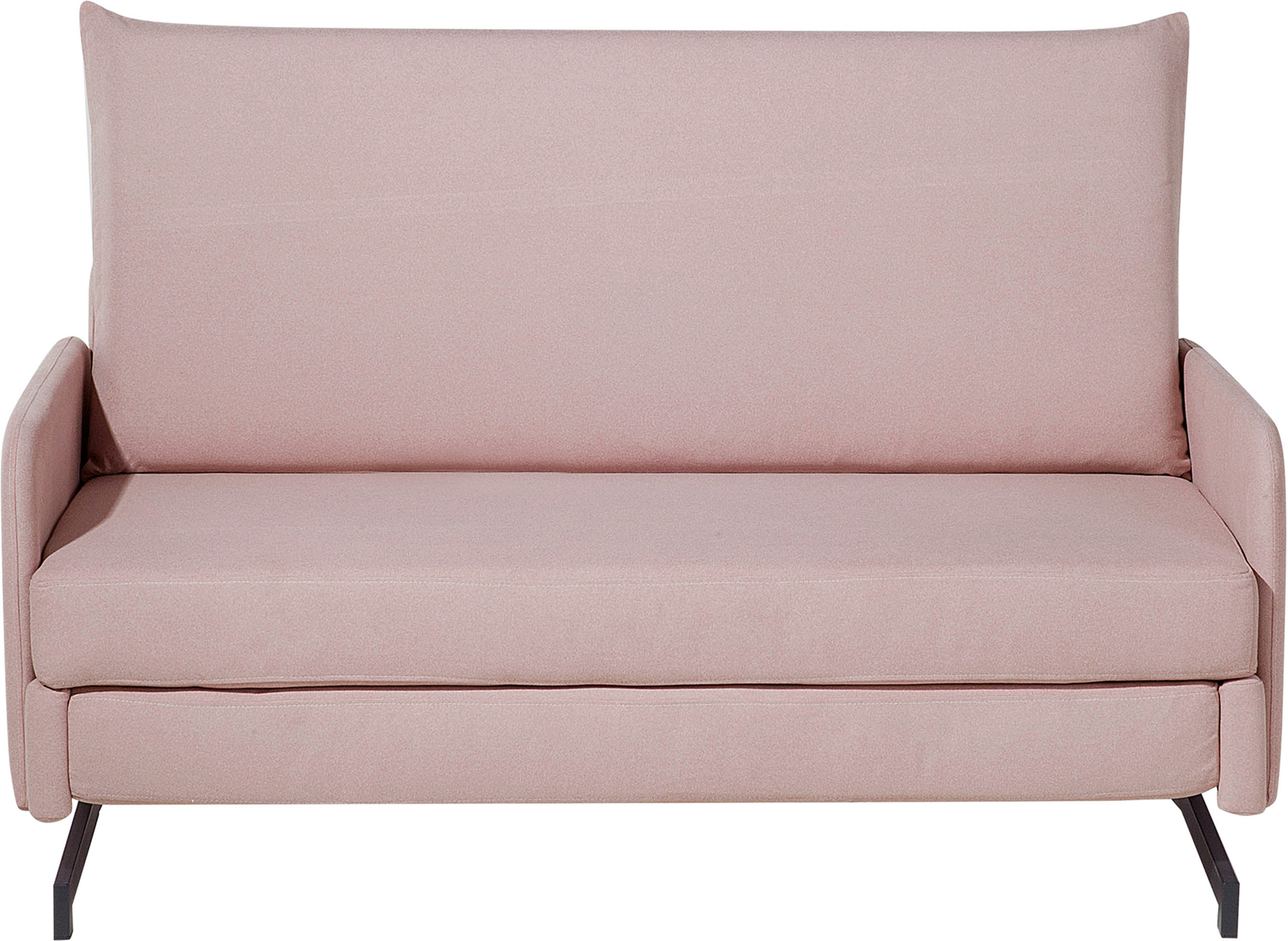 Beliani Sofa Bed Pink Fabric 2 Seater Modern Living Room