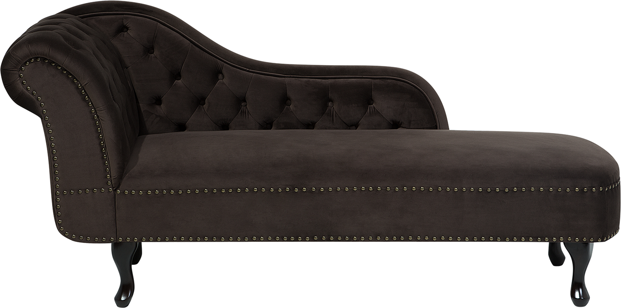 Beliani Chaise Lounge Brown Left Hand Velvet Buttoned