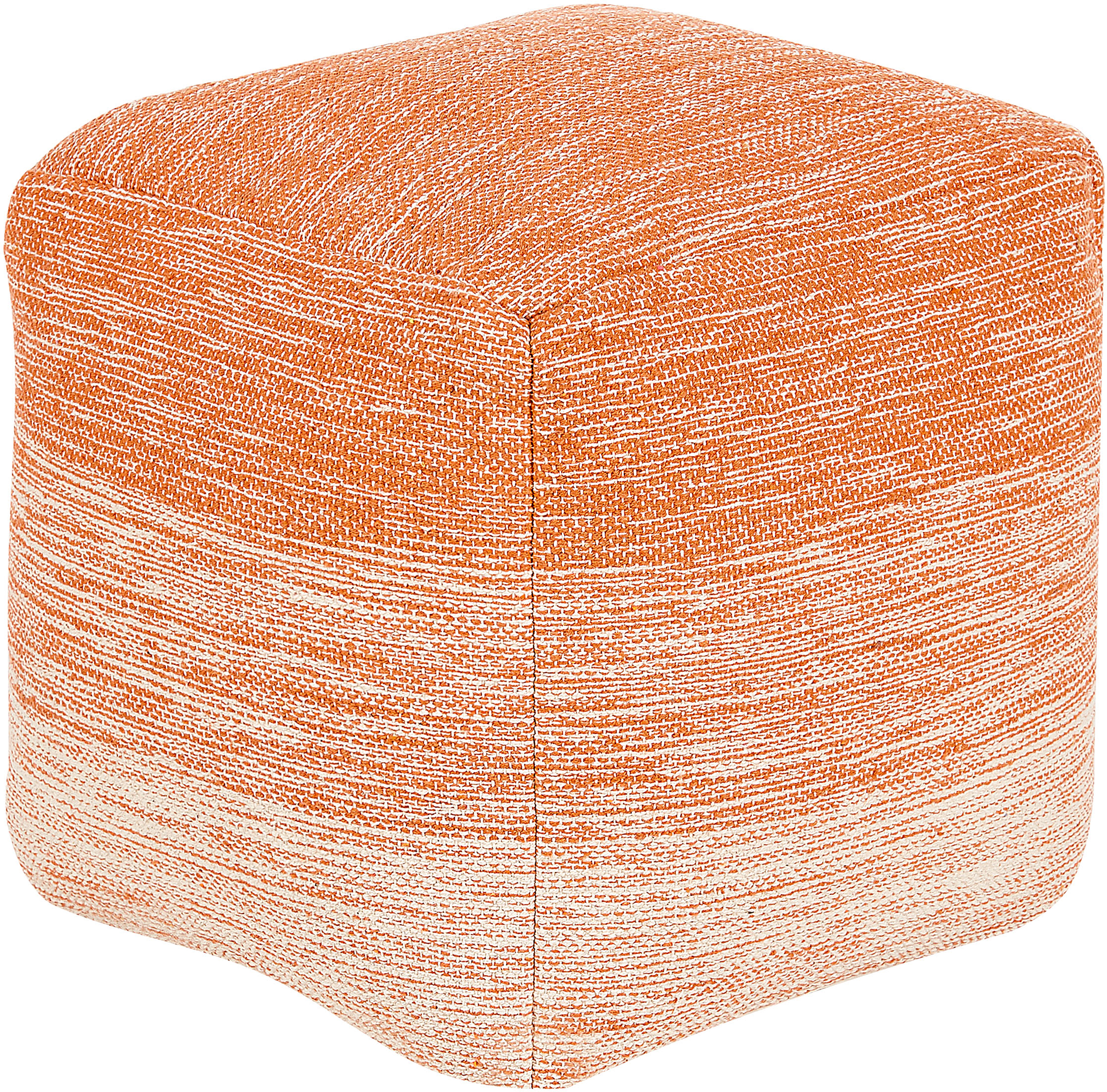 Beliani Pouffe Orange and White Cotton 3 Stripes Cube Boho Scandinavian