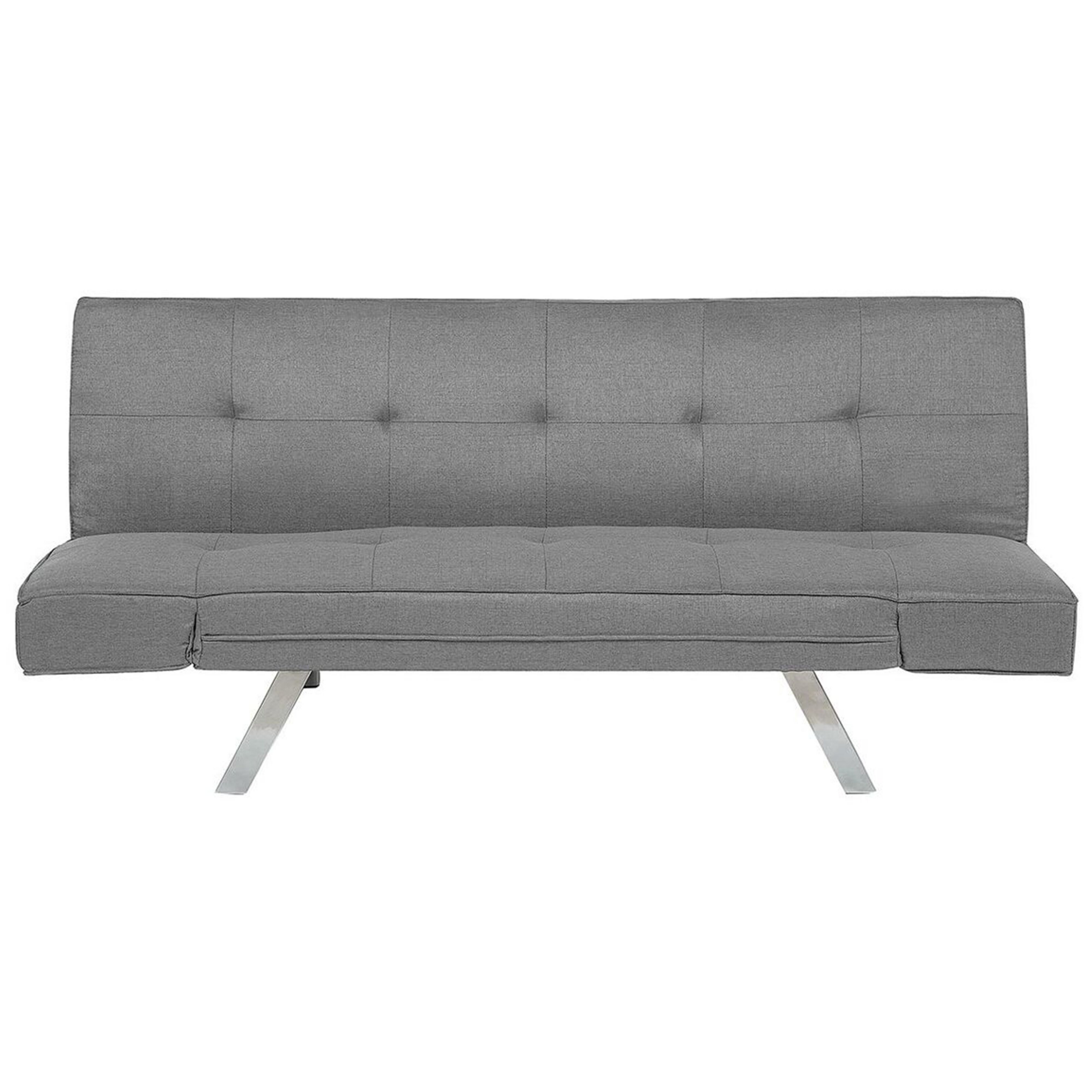 Beliani 3 Seater Sofa Bed Light Grey Upholstered Armless Modern