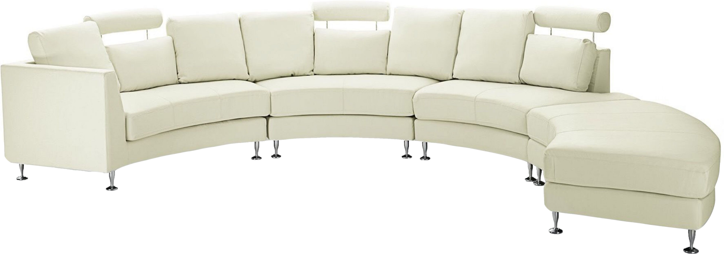 Beliani Curved Sofa Beige Faux Leather Modular 8-Seater Adjustable Headrests Modern