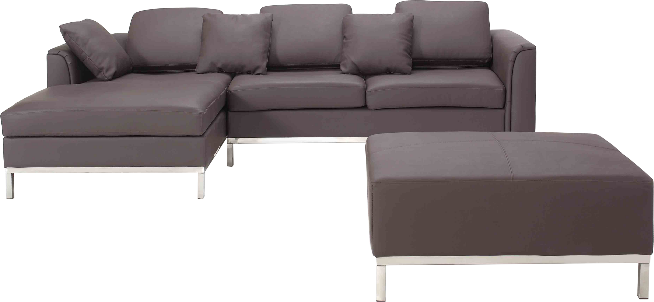 Beliani Corner Sofa Brown Leather Upholstered with Ottoman L-shaped Right Hand Orientation