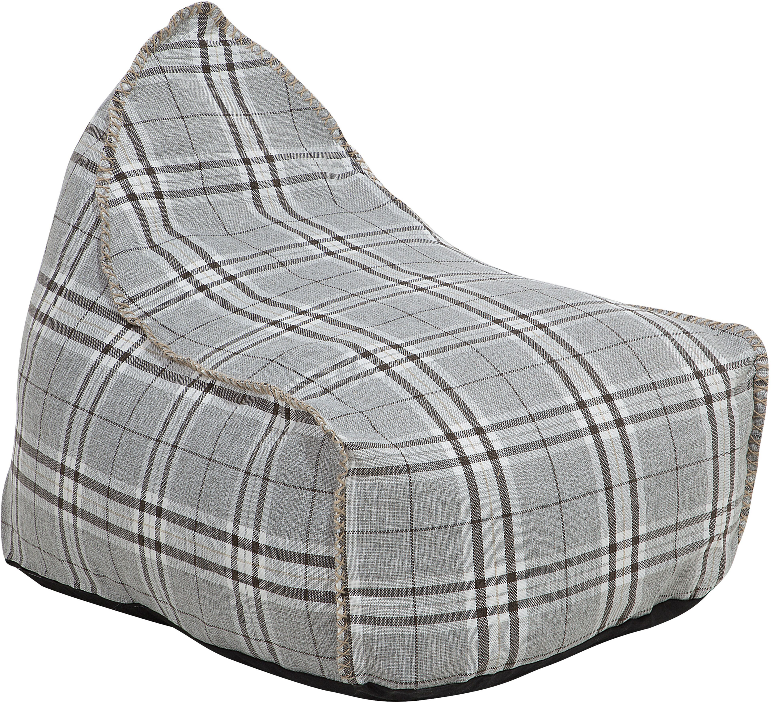 Beliani Teardrop Drop Bean Bag Chair Beanbag Grey Check Pattern Checked Gaming Chair Modern