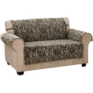 Jeffrey Home Camo Plush Loveseat Furniture Slipcover, Green