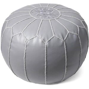 nuLOOM Handmade Moroccan Leather Filled Ottoman Dark Grey Round Pouf