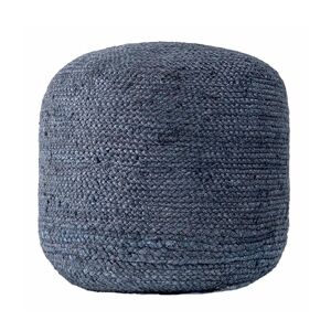 nuLOOM Bristol Braided Solid Jute Filled Ottoman Blue Round Pouf