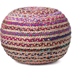 nuLOOM Ling Knit Filled Ottoman Multi Round Pouf