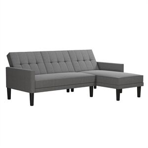 DHP Haven Small Space Sectional Sofa Futon in Light Grey Linen