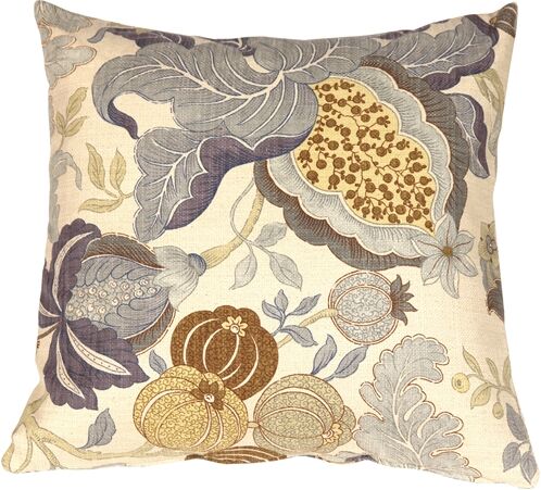 Pillow Decor Harvest Floral Blue 20x20 Throw Pillow