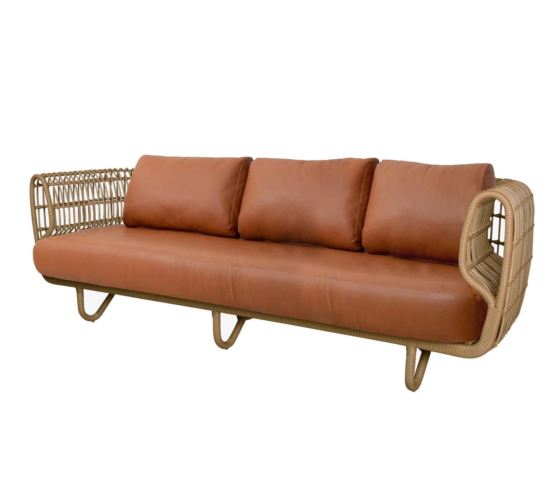 Cane-line Nest 3-Seater Sofa, Cognac Leather