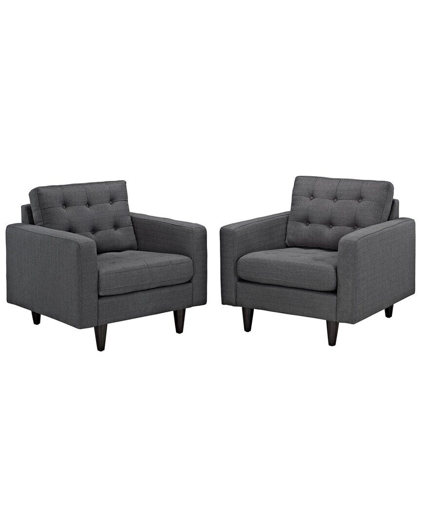 Modway Set of 2 Empress Upholstered Fabric Armchairs NoColor NoSize