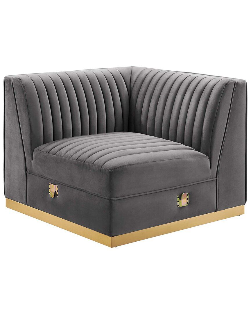 Modway Sanguine Channel Tufted Performance Velvet Modular Sectional Sofa Left Corner Chair NoColor NoSize