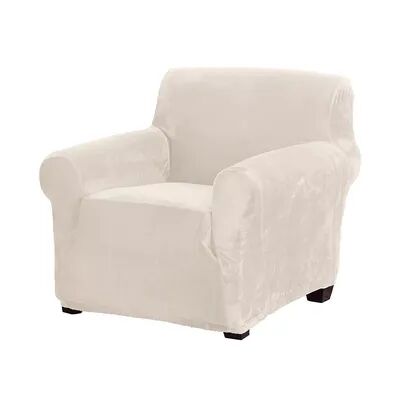 Great Bay Home Gale Velvet Plush Chair Slipcover, White, Armchair