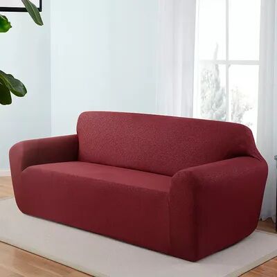 Kathy Ireland Ingenue Stretch Sofa Slipcover, Dark Red, SOFASLPCVR