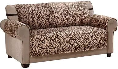 Jeffrey Home Innovative Textile Solutions Leopard Plush Sofa Furniture Cover, Brown