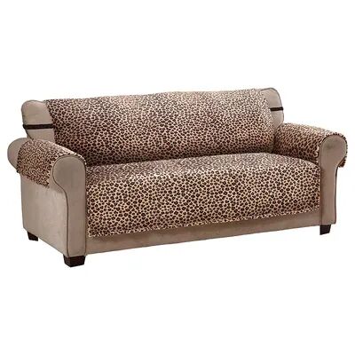 Jeffrey Home Innovative Textile Solutions Leopard Plush XL Sofa Furniture Cover, Brown