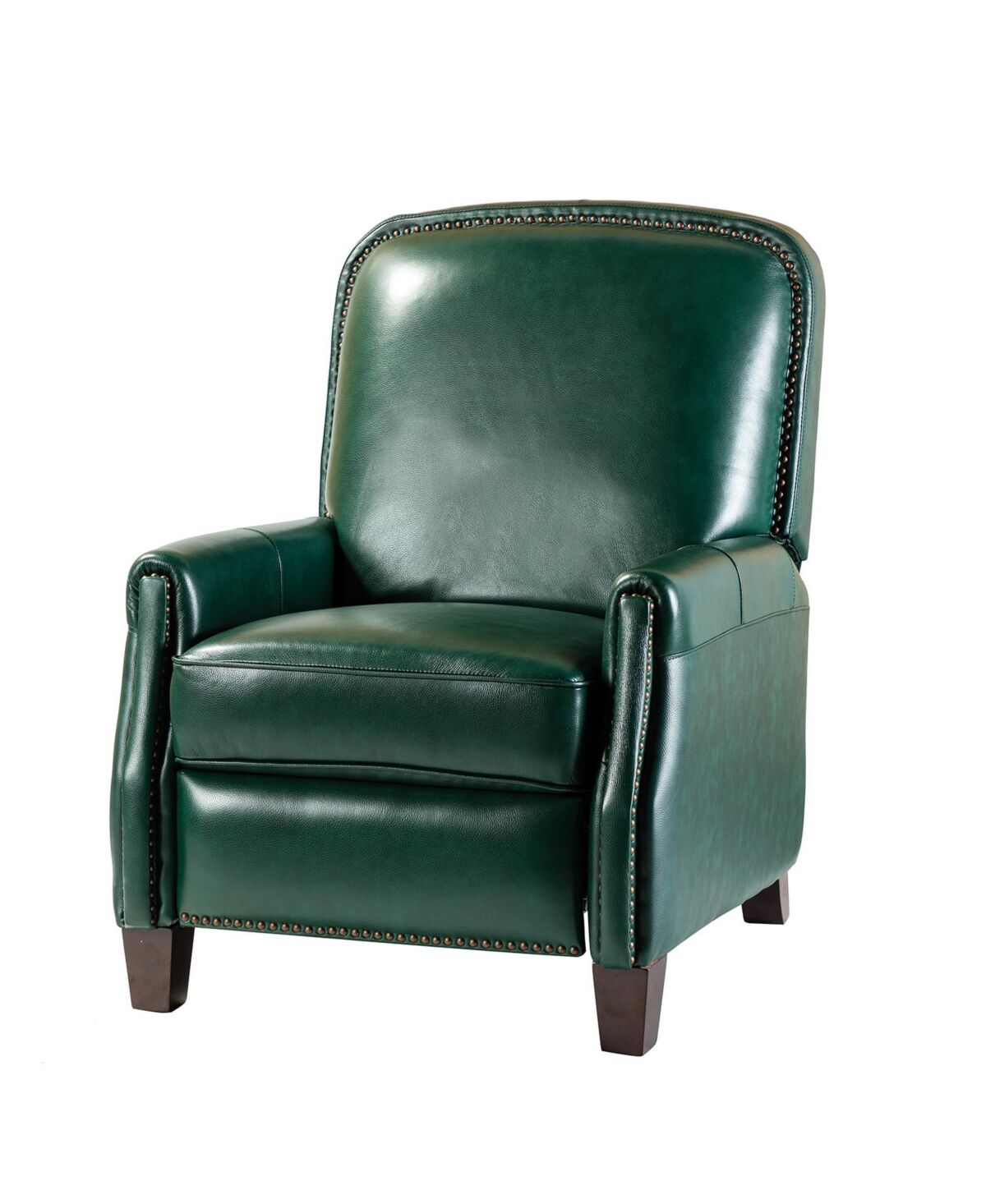 Hulala Home Hickey Modern Retro Genuine Leather Recliner with Nail Head Trim - Green