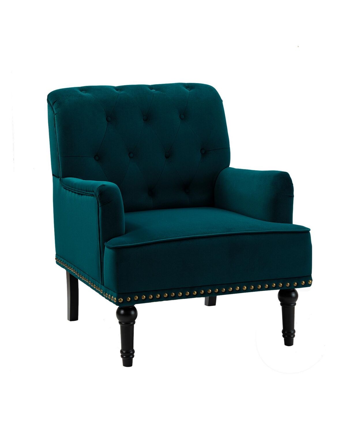 Hulala Home Velvet Tufted Upholstered Single Sofa Chair for Living Room Bedroom - Teal