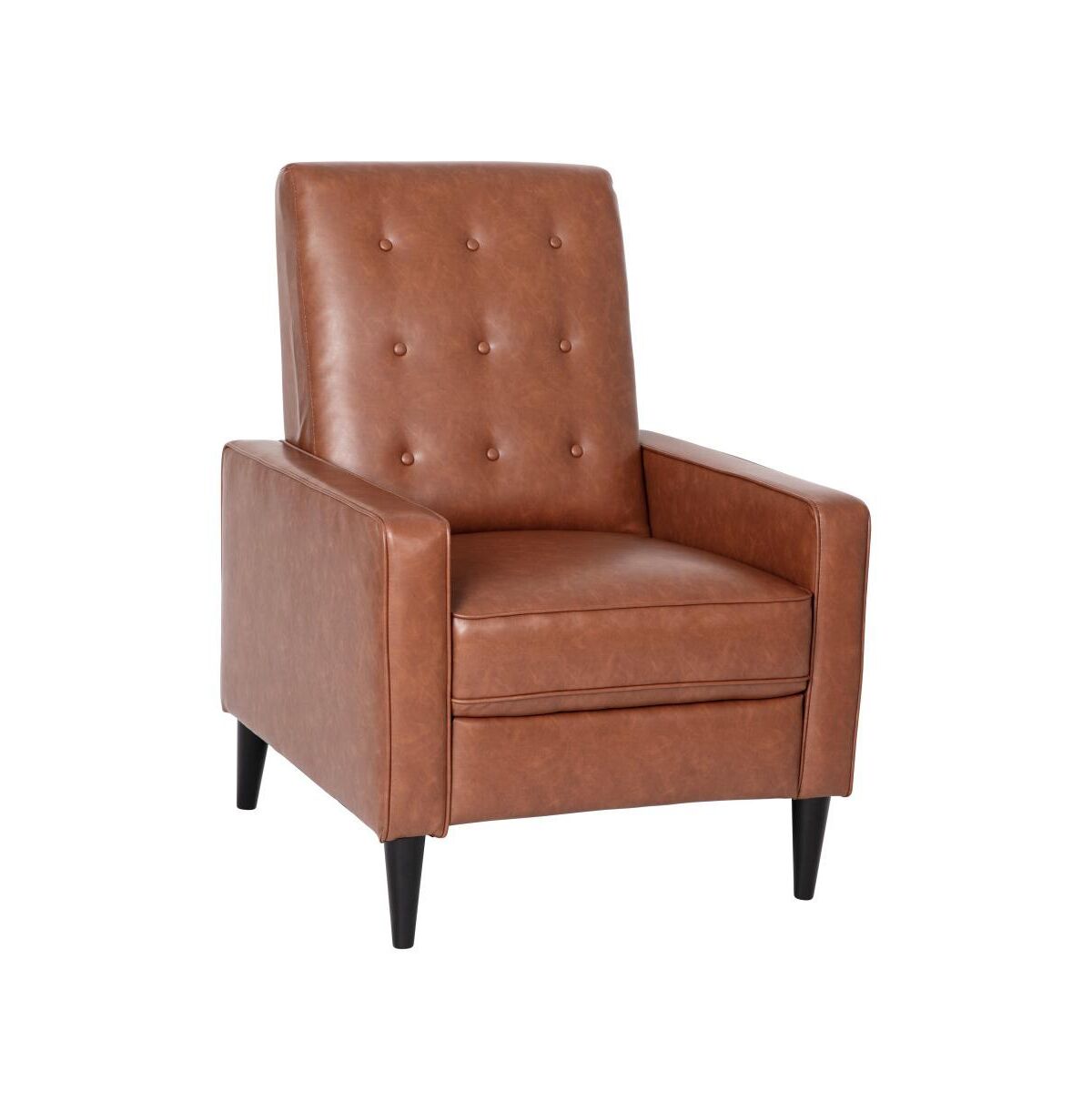 Merrick Lane Darcy Recliner Chair Mid-Century Modern Tufted Upholstery Ergonomic Push Back Living Room Recliner - Cognac brown