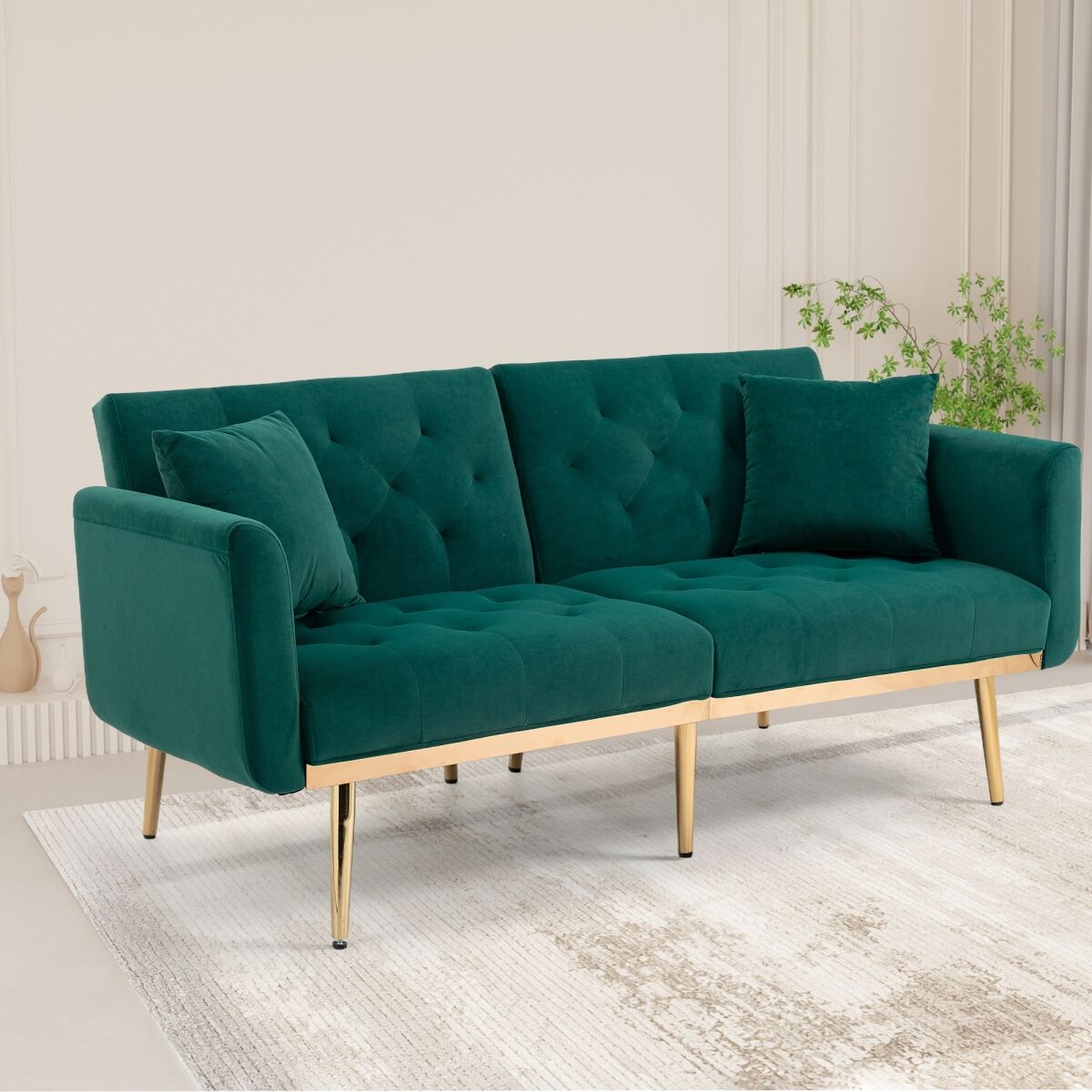 Simplie Fun Velvet Sofa, Accent sofa .loveseat sofa with metal feet - Dark Green