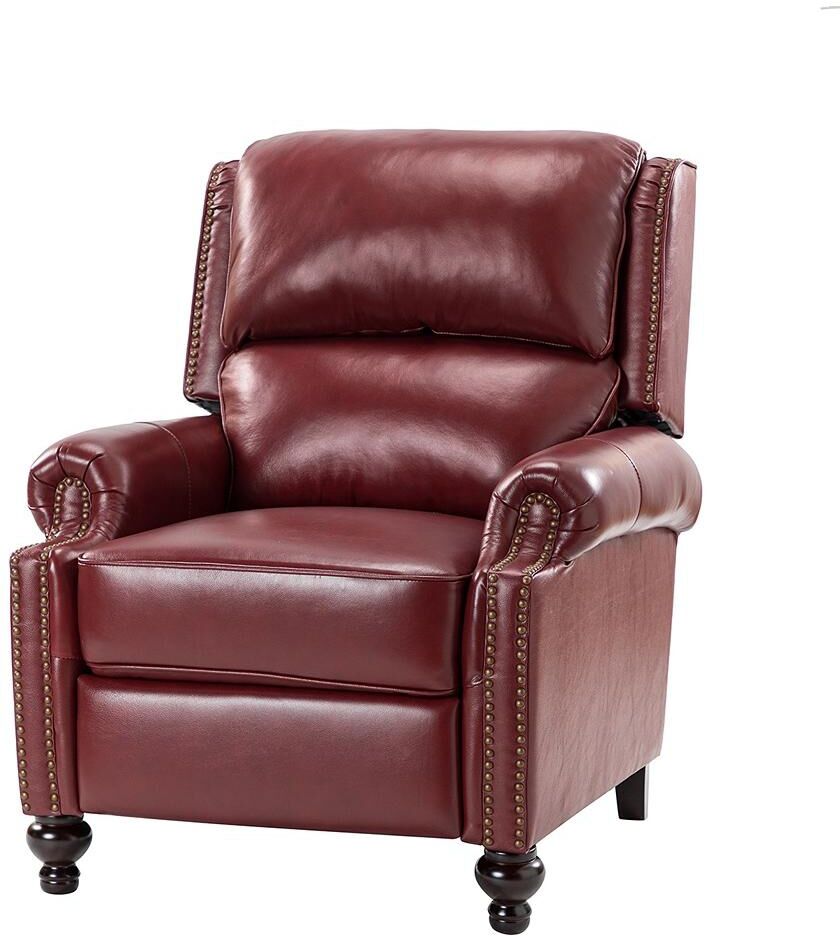 Hulala Home Franco Genuine Leather Recliner - Burgundy