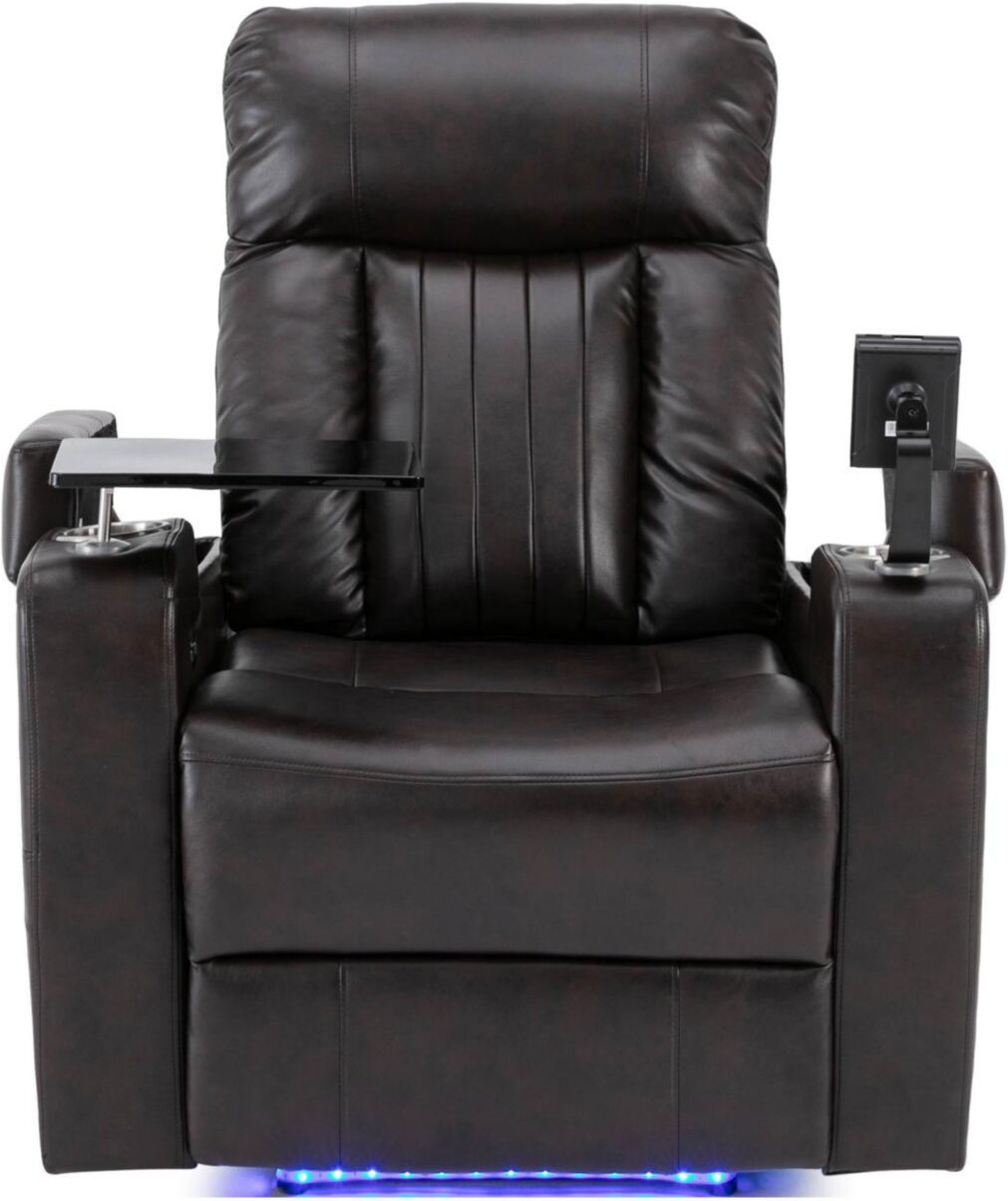 Simplie Fun Premium Power Recliner With Storage Arms, Cup Holders, Swivel Tray Table And Cell Phone Stand - Brown