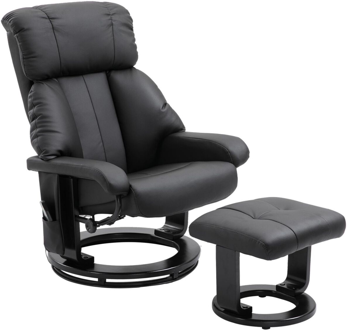 Homcom Massage Recliner Chair, Footrest, 360 Swivel Lounger w/ Remote, Ottoman - Black