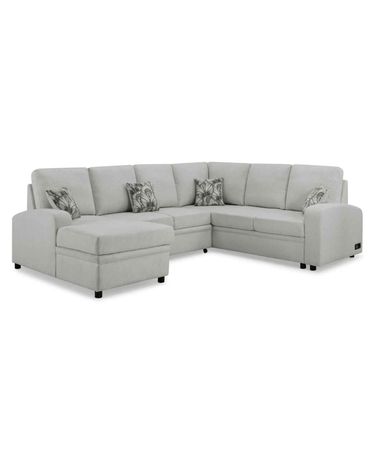 Serta Mae Sectional Sofa with Power and Usb Ports - Ivory