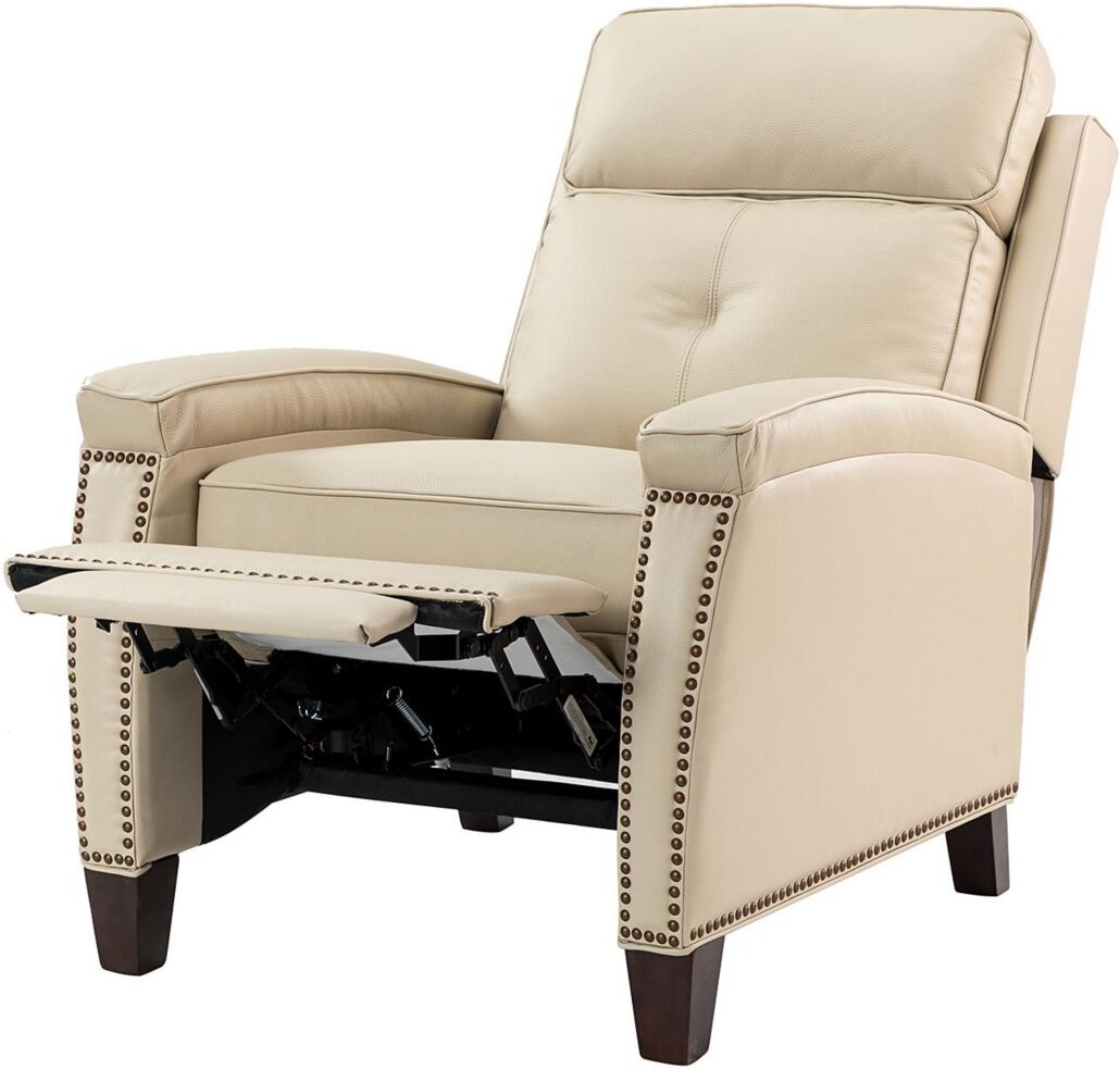 Hulala Home Sickel Genuine Leather Recliner Chair for Bedroom Living Room - Beige